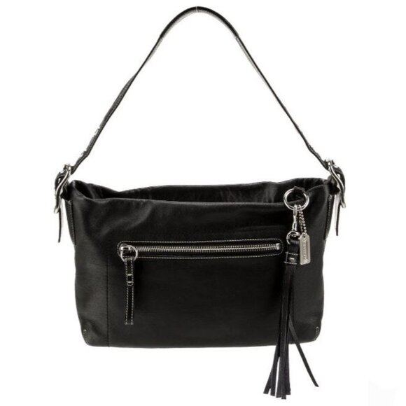*𝓥𝓲𝓷𝓽𝓪𝓰𝓮 𝐂𝐎𝐀𝐂𝐇 1417 Black East West Legacy Tassel Hobo Shoulder Bag - Picture 1 of 16